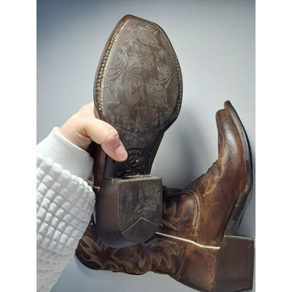 Ariat Womens Legend Spirit Western Brown Cowboy Boots 8.5M Square Toe Leather - Picture 7 of 12